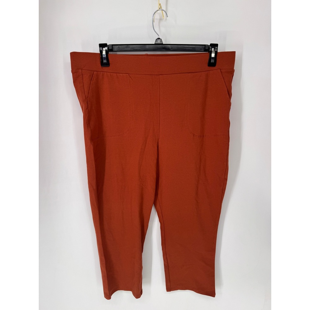 Torrid Cropped Leggings Womens 3 Rust Orange EUC Elastic Waist Pockets Stretch